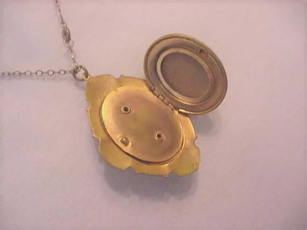 Enameled Rose on Brass Locket - image 4