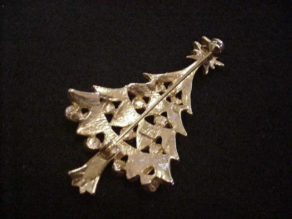 Vintage Rhinestone Christmas Tree Pin - image 3