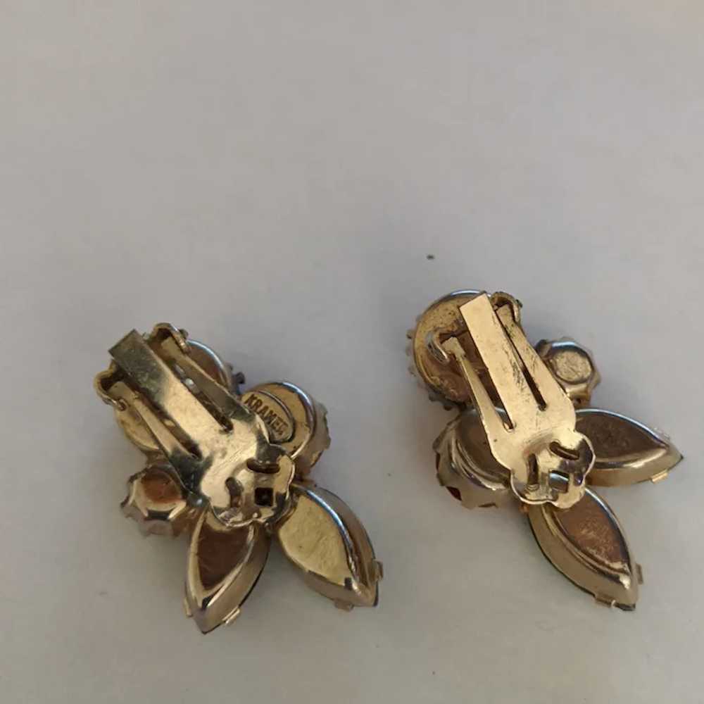 Vintage Weiss Earth-tone Rhinestone Earrings - image 2