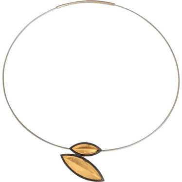 Artisan Sterling Silver and Gold Leaf Necklace - image 1
