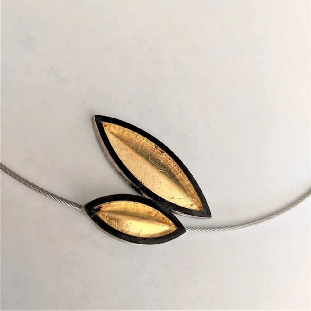 Artisan Sterling Silver and Gold Leaf Necklace - image 2