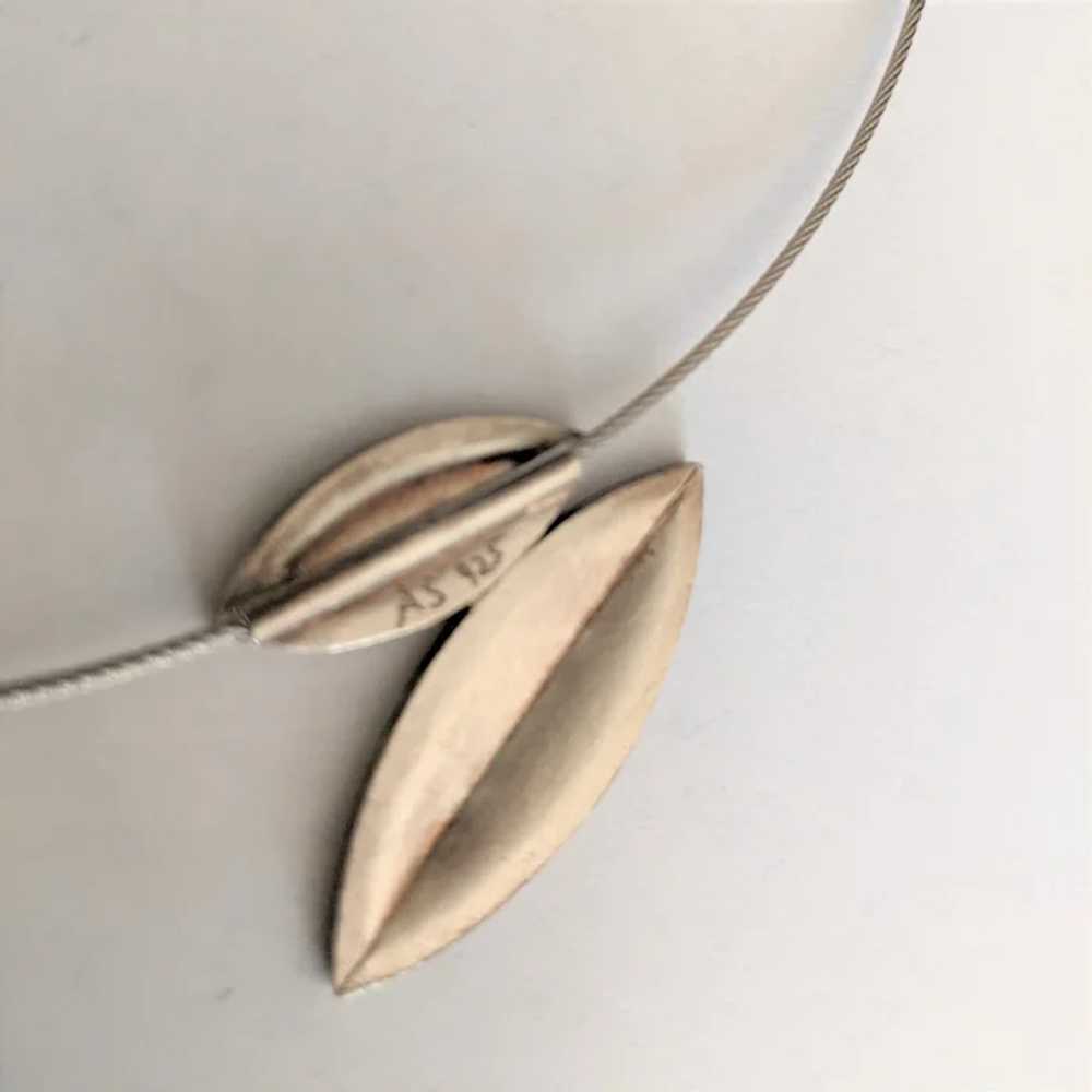 Artisan Sterling Silver and Gold Leaf Necklace - image 3