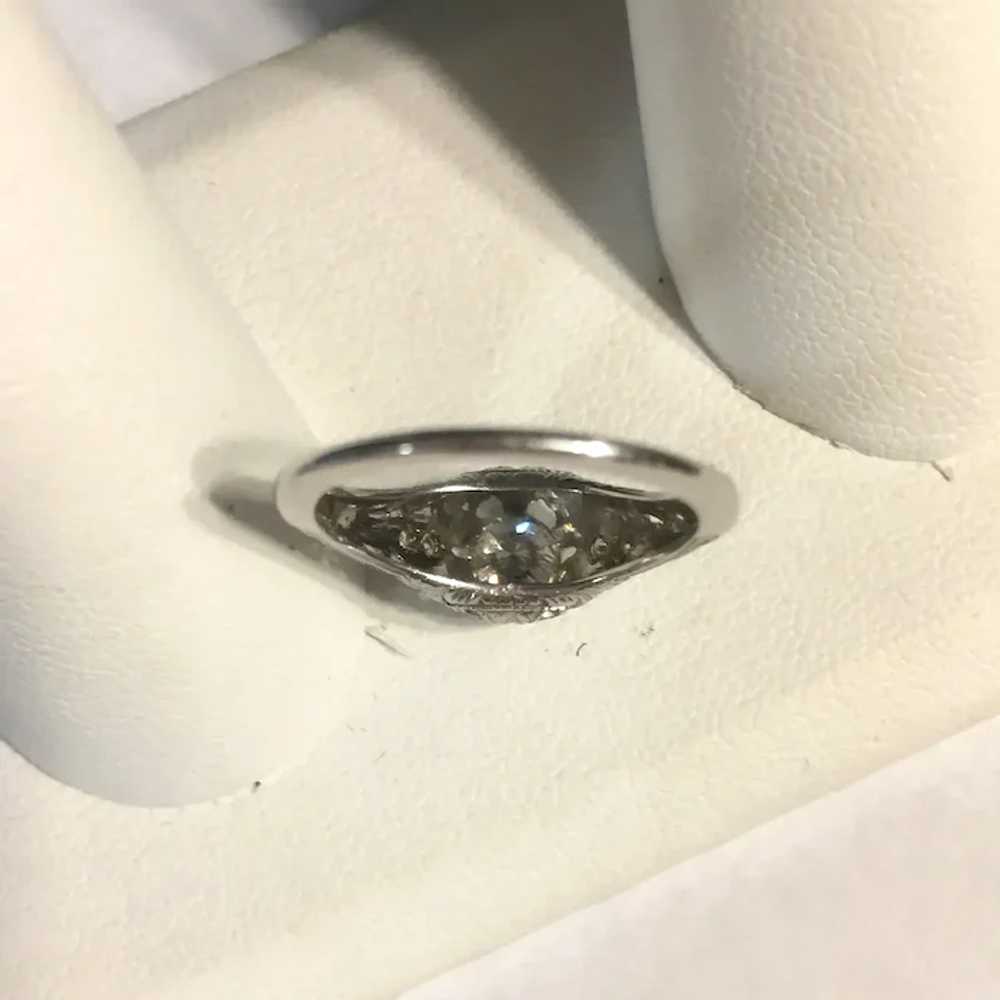 18k White Gold Diamond Deco Filigree Engagement R… - image 10