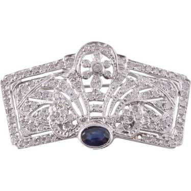Diamond Sapphire 18KW Brooch - image 1