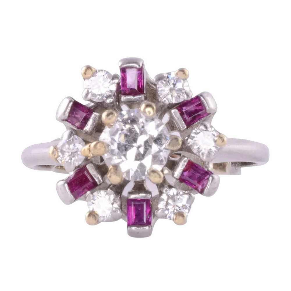 Diamond & Ruby Platinum Ring - image 1