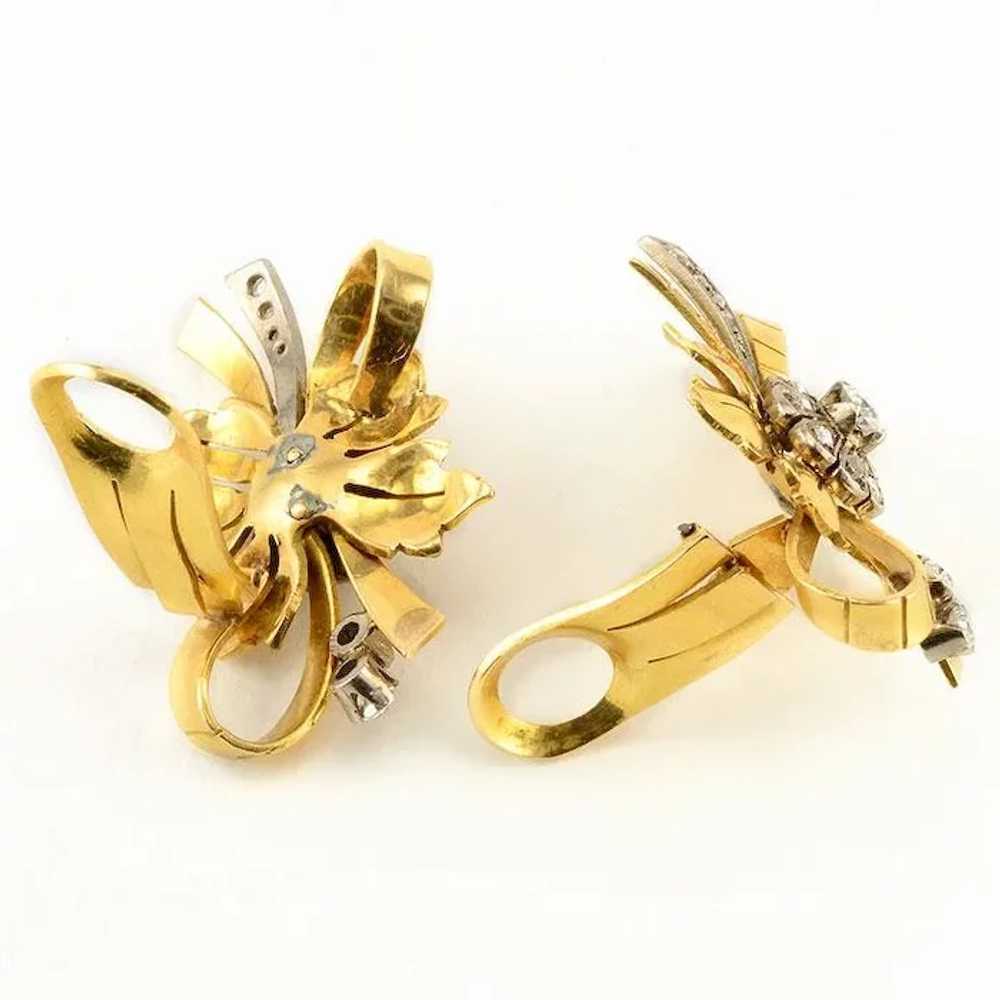 Diamond 18K Gold Retro Earrings - image 3