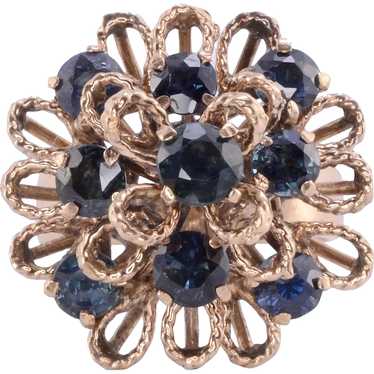 Sapphire Cluster 18K Gold Ring - image 1