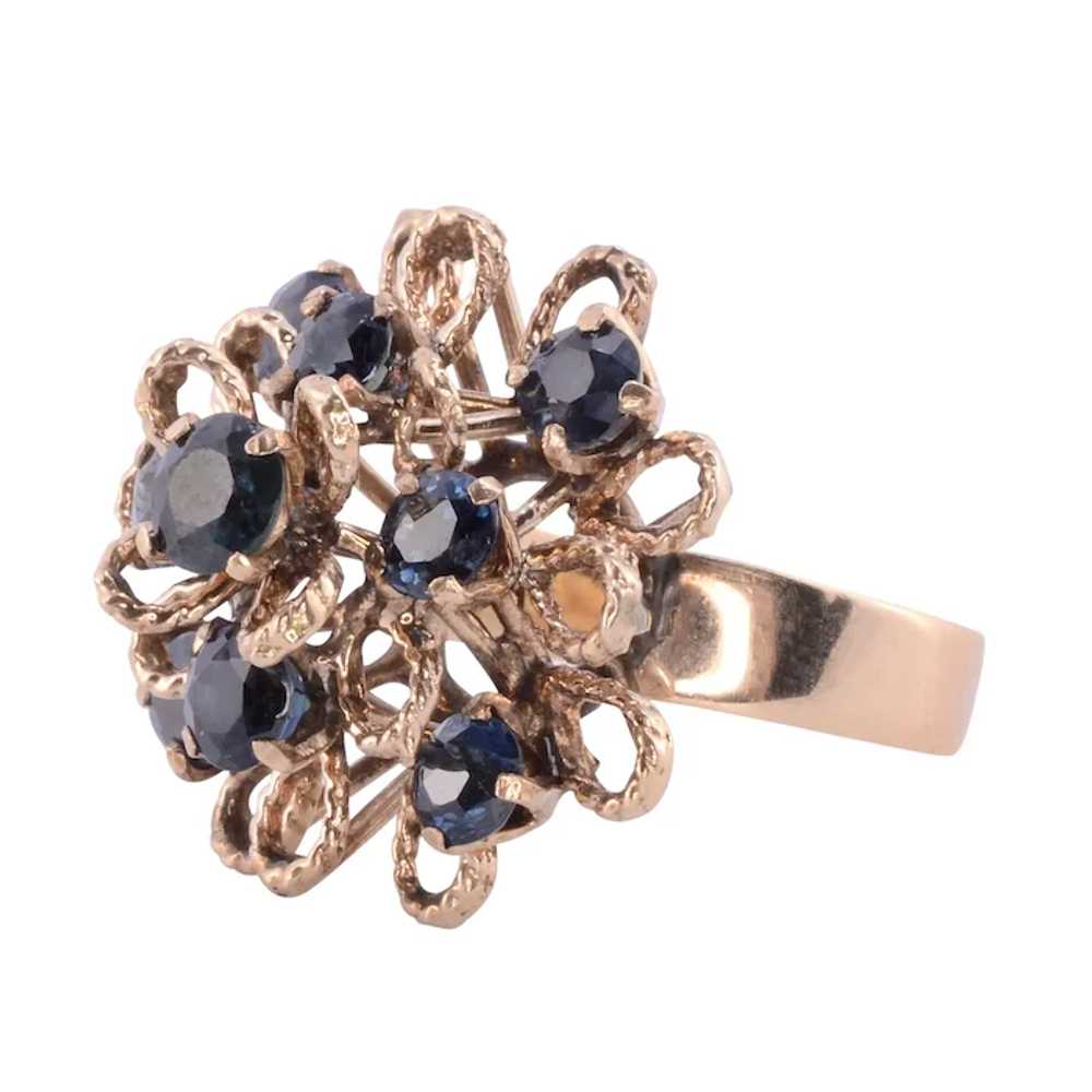 Sapphire Cluster 18K Gold Ring - image 2