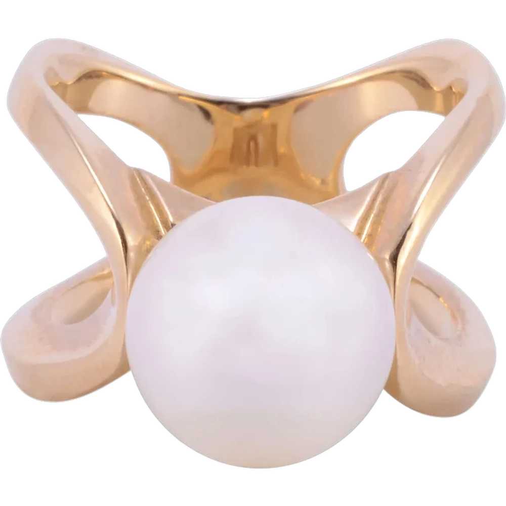 10.1mm South Seas Pearl Split Shank Ring - Size 6… - image 1