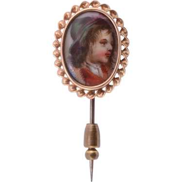 Hand Painted Portrait Stick Pin - image 1