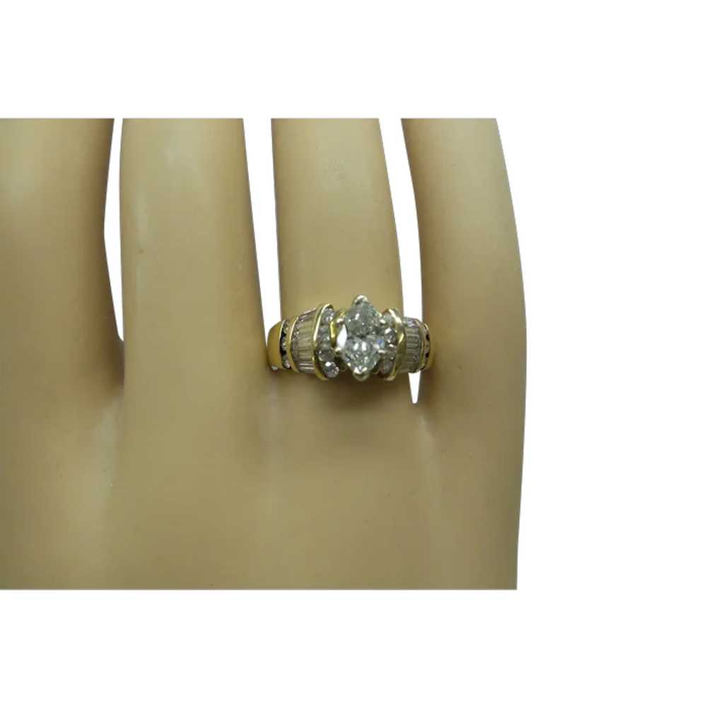 Lovely Estate Solid 14kt Natural Marquis Shape Di… - image 1