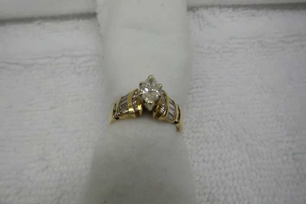 Lovely Estate Solid 14kt Natural Marquis Shape Di… - image 3