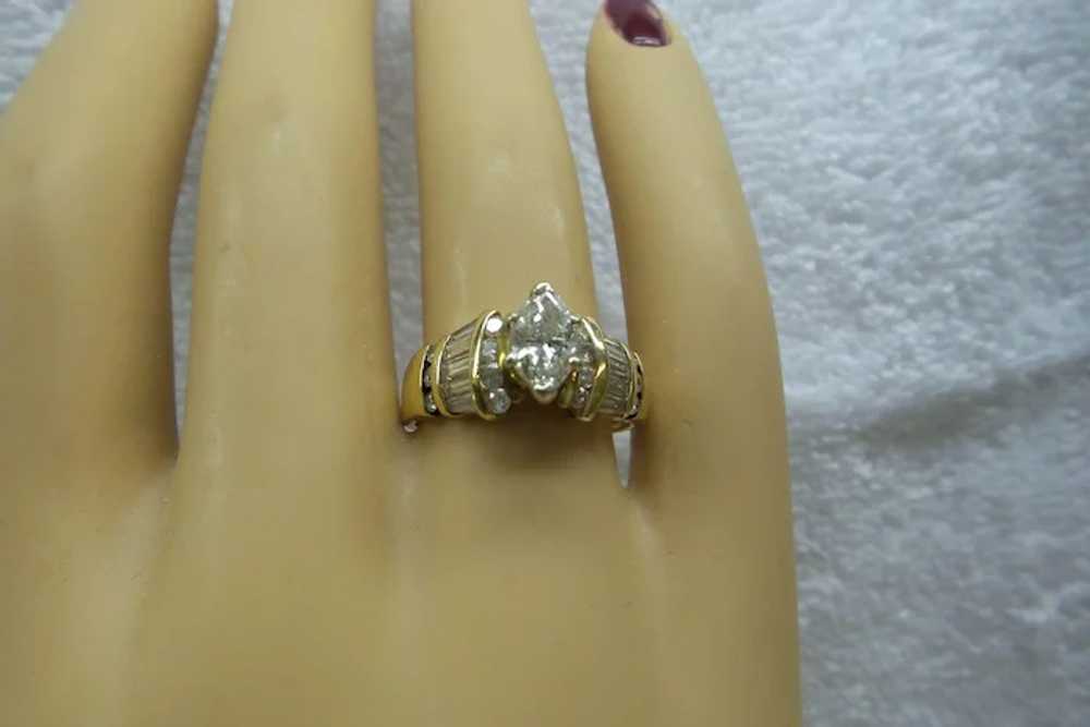 Lovely Estate Solid 14kt Natural Marquis Shape Di… - image 6