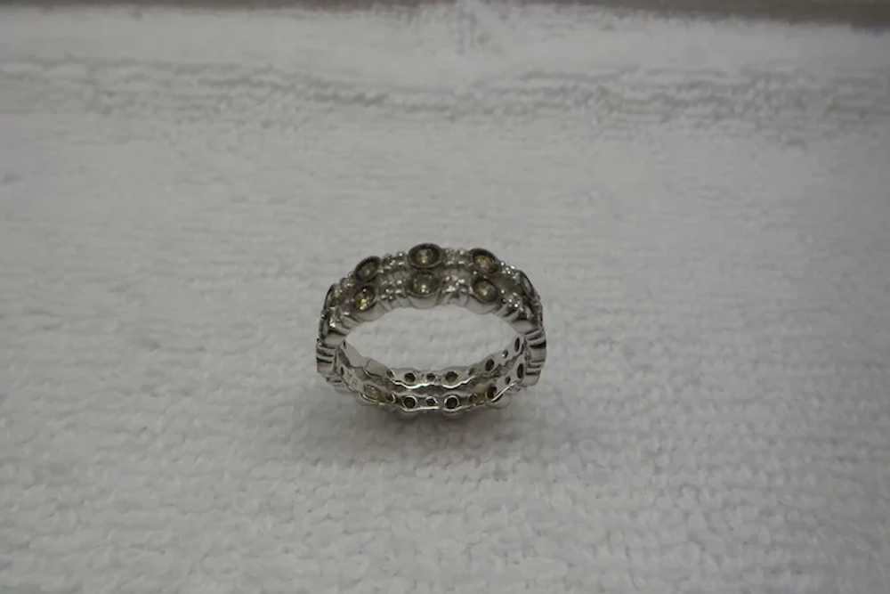 Solid 18kt White Gold Double Row Champagne and Wh… - image 2