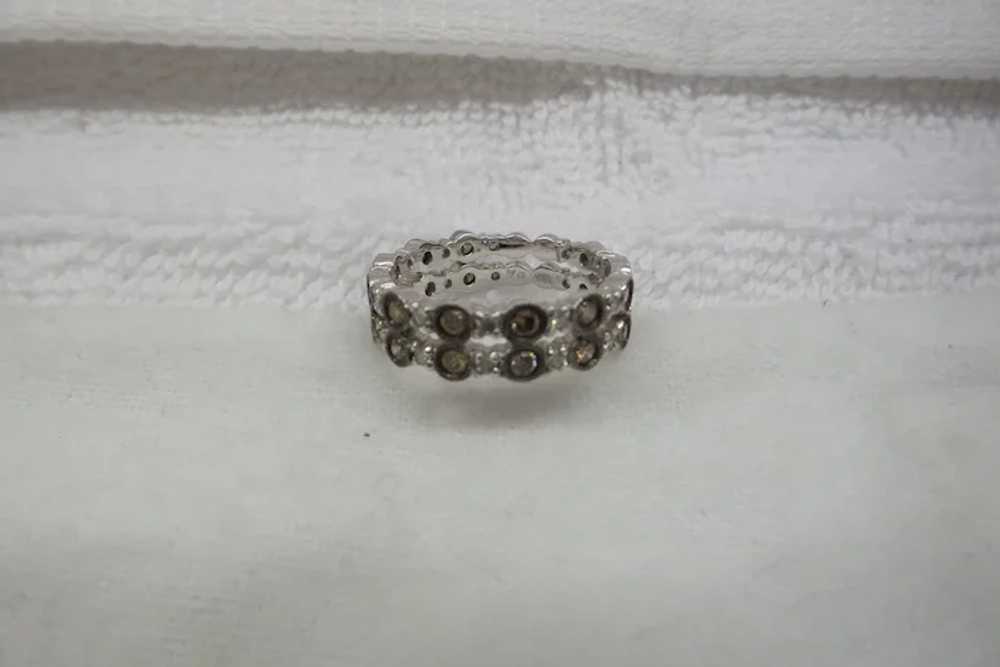 Solid 18kt White Gold Double Row Champagne and Wh… - image 3