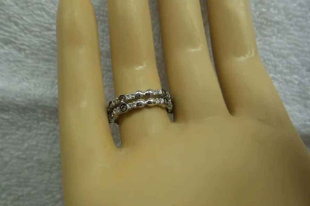 Solid 18kt White Gold Double Row Champagne and Wh… - image 6
