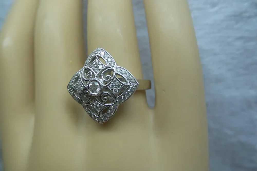 Estate Solid 18kt White Gold Natural Diamonds Coc… - image 10