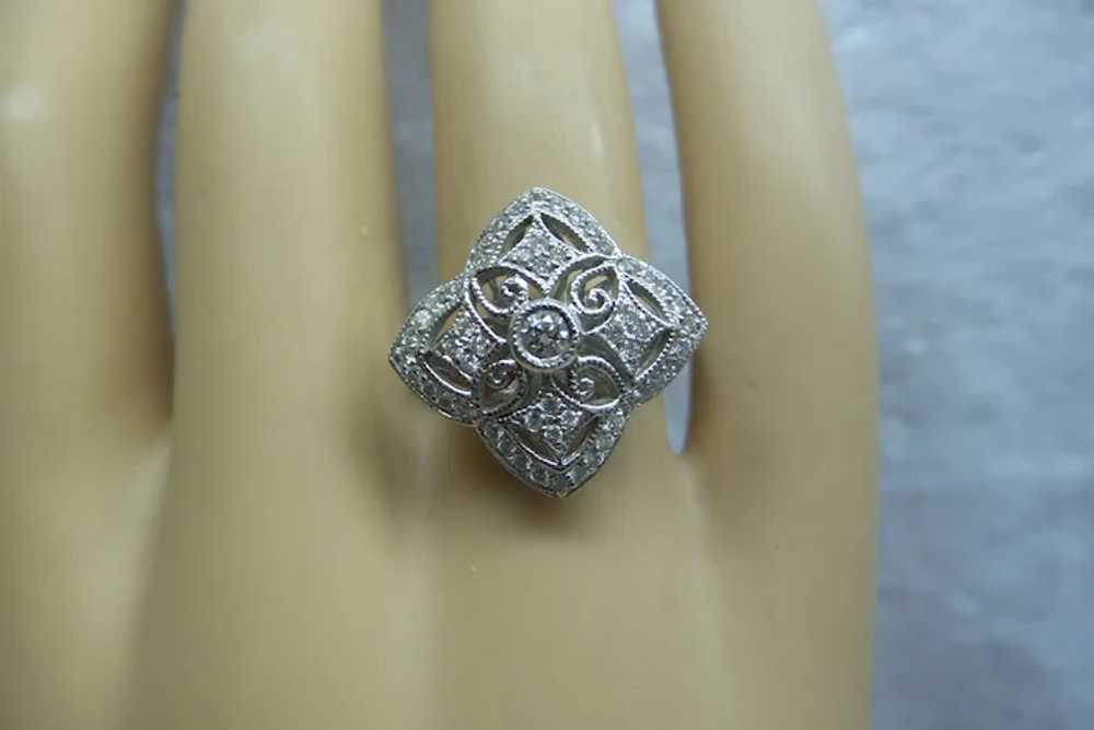 Estate Solid 18kt White Gold Natural Diamonds Coc… - image 3