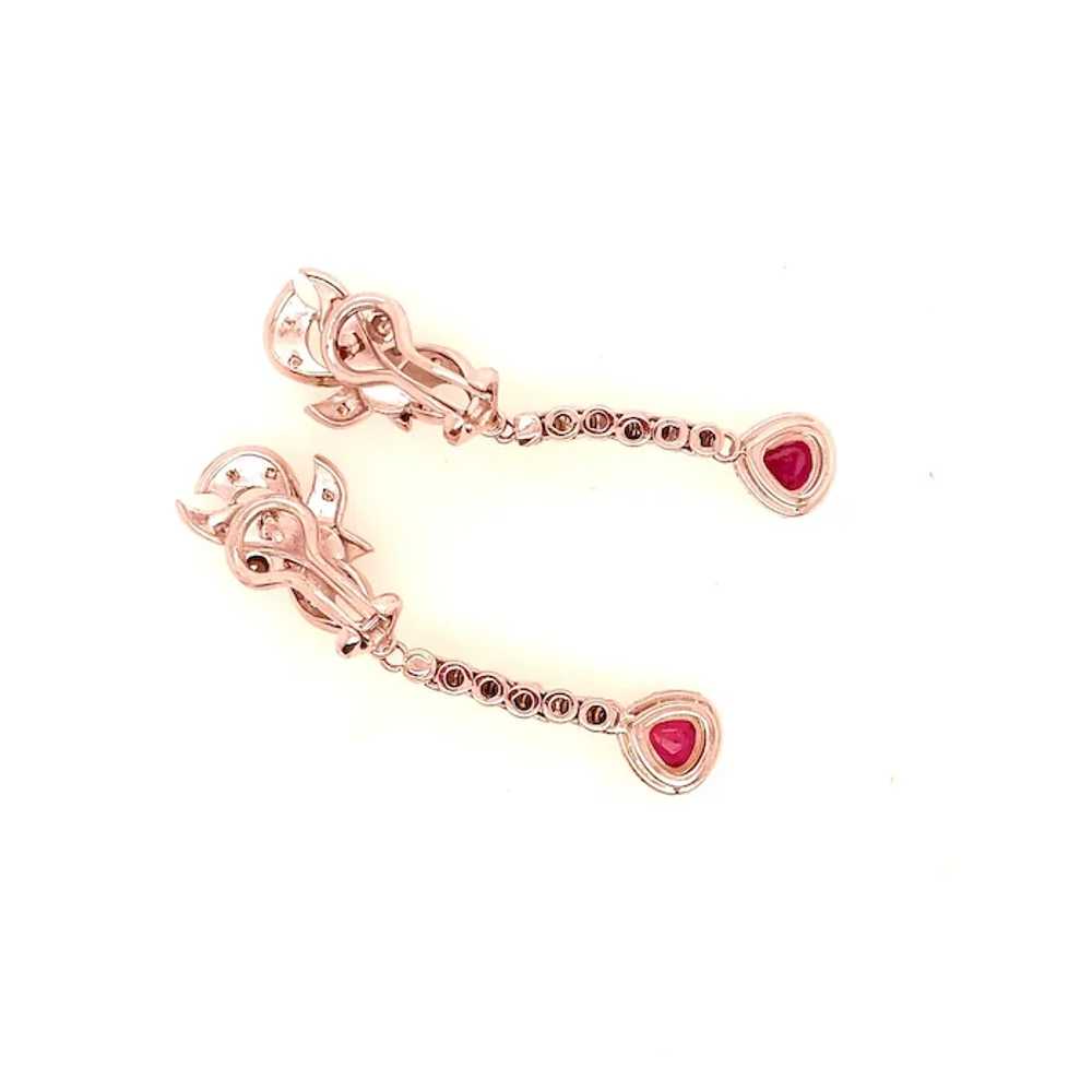 Antique Vintage Ruby and Diamond Dangle Earrings - image 3
