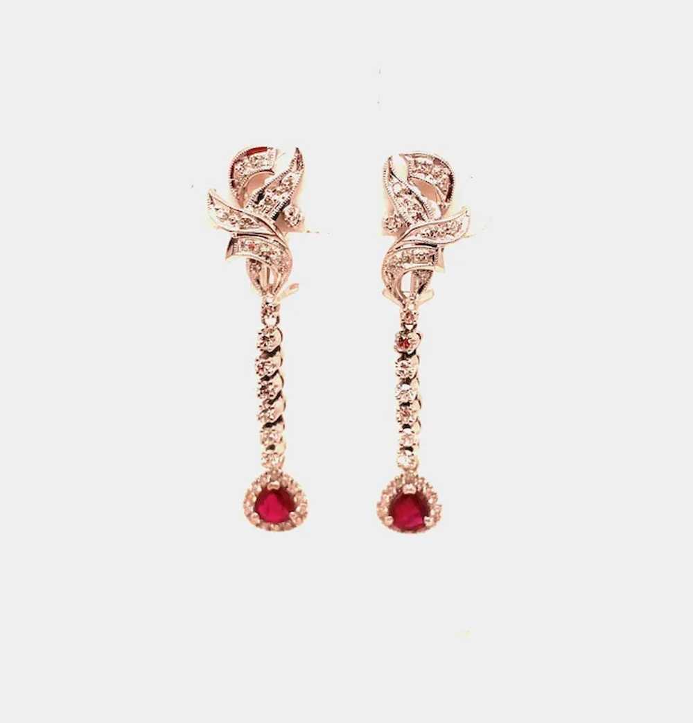 Antique Vintage Ruby and Diamond Dangle Earrings - image 4