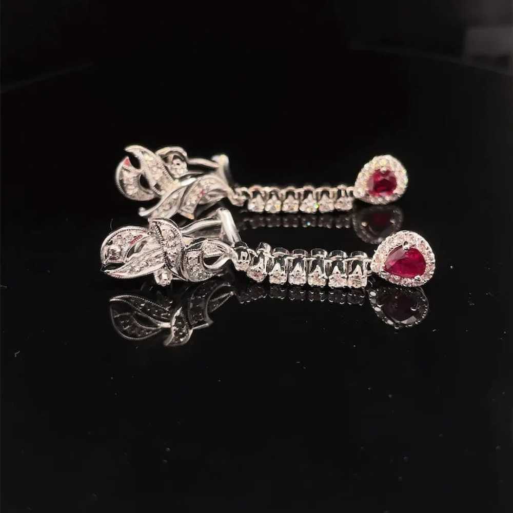 Antique Vintage Ruby and Diamond Dangle Earrings - image 5