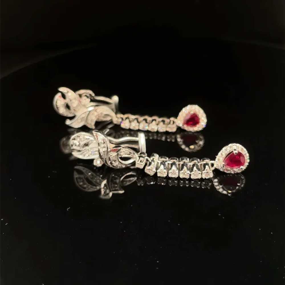 Antique Vintage Ruby and Diamond Dangle Earrings - image 6