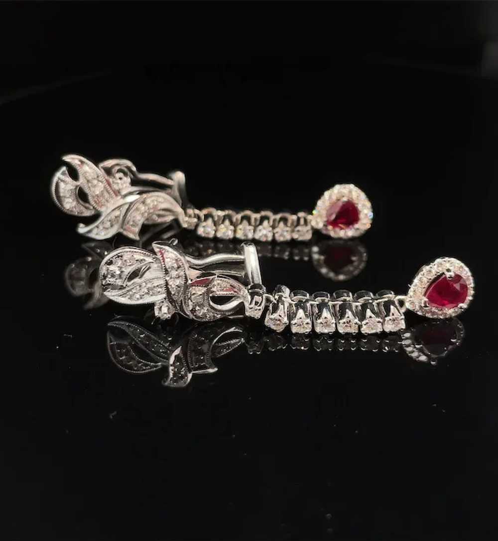 Antique Vintage Ruby and Diamond Dangle Earrings - image 8