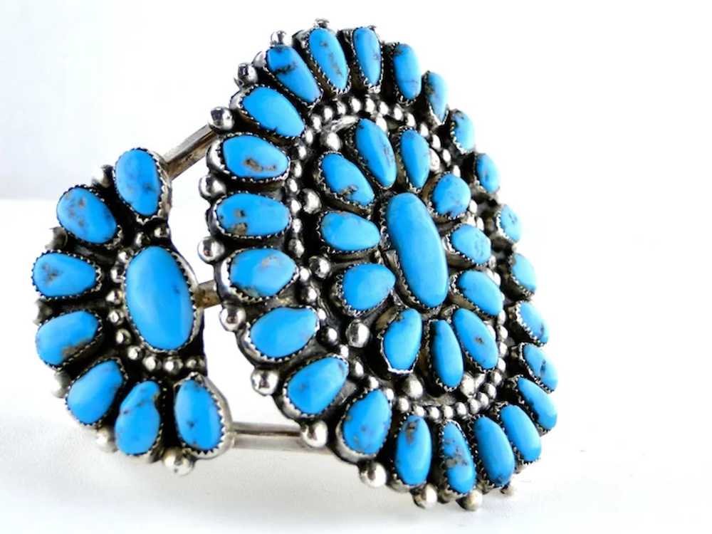 Vintage Native American Turquoise Silver Cluster … - image 2