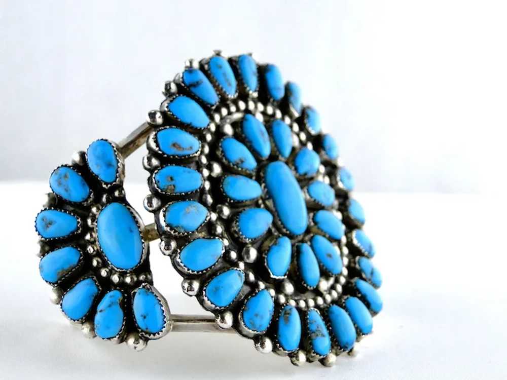 Vintage Native American Turquoise Silver Cluster … - image 3