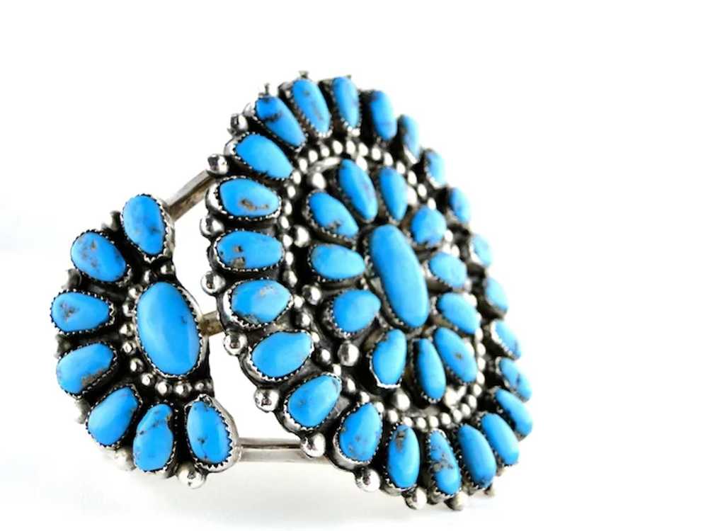 Vintage Native American Turquoise Silver Cluster … - image 4