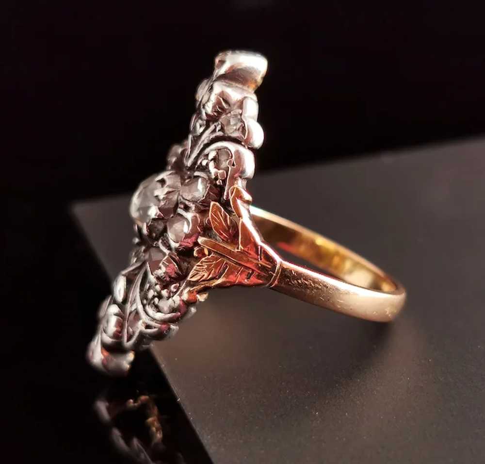 Georgian Rose cut diamond Giardinetti ring, 22k g… - image 11