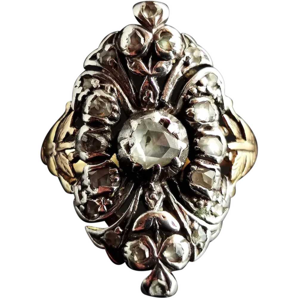 Georgian Rose cut diamond Giardinetti ring, 22k g… - image 1