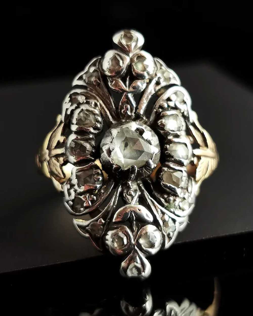 Georgian Rose cut diamond Giardinetti ring, 22k g… - image 2