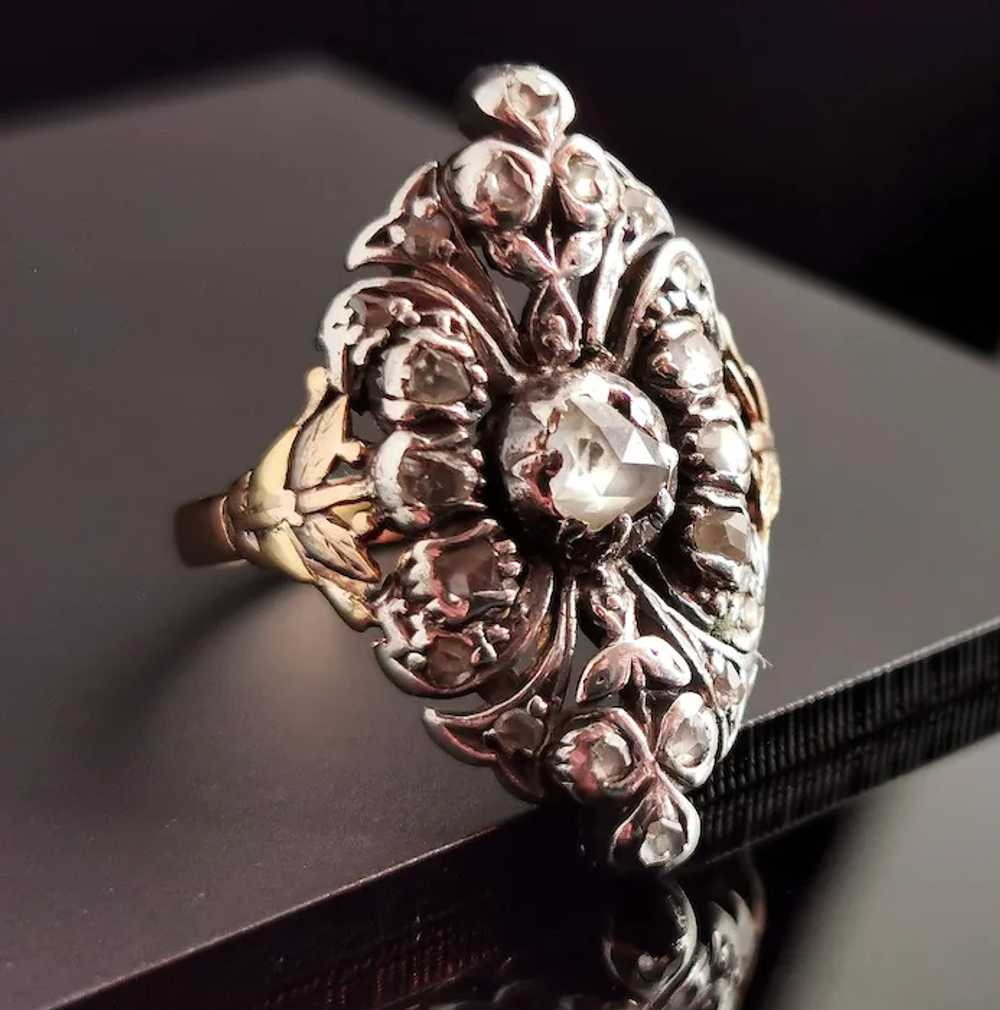 Georgian Rose cut diamond Giardinetti ring, 22k g… - image 3
