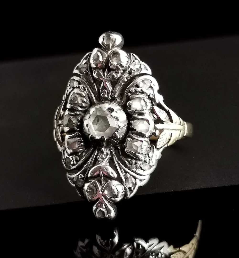 Georgian Rose cut diamond Giardinetti ring, 22k g… - image 4