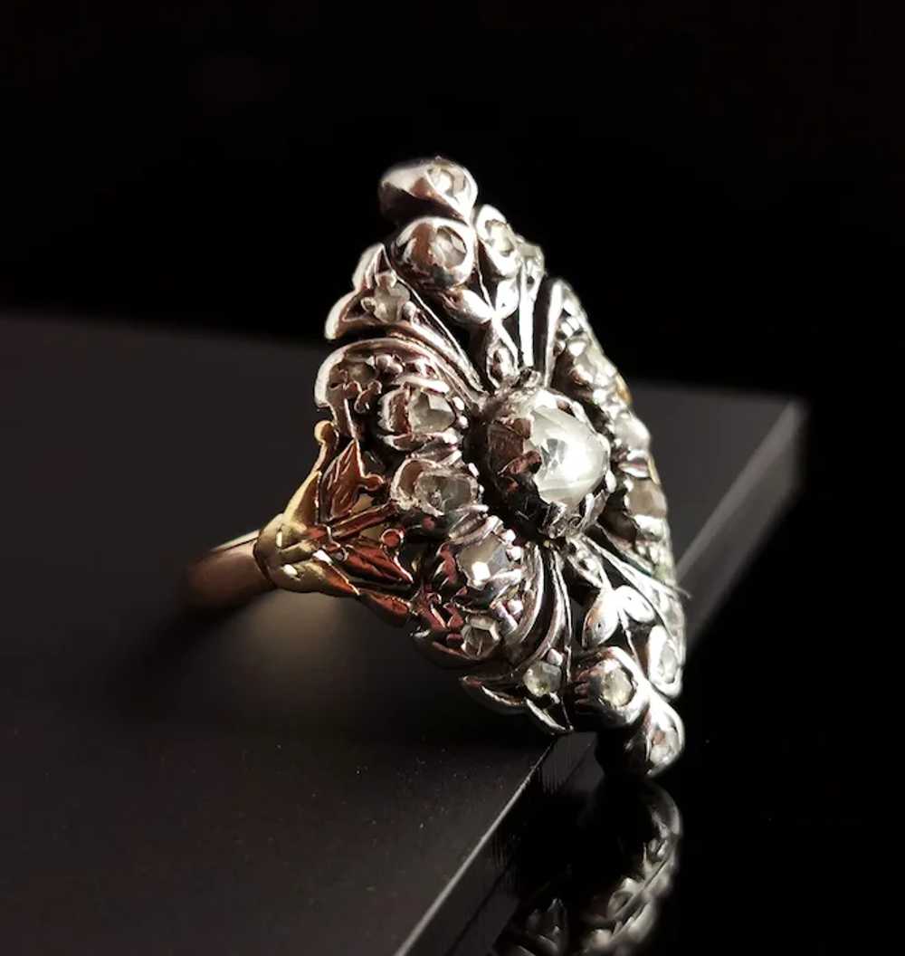 Georgian Rose cut diamond Giardinetti ring, 22k g… - image 6