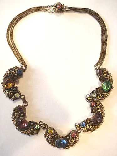 Beautiful Czech Multi-colored Rhinestone Necklace