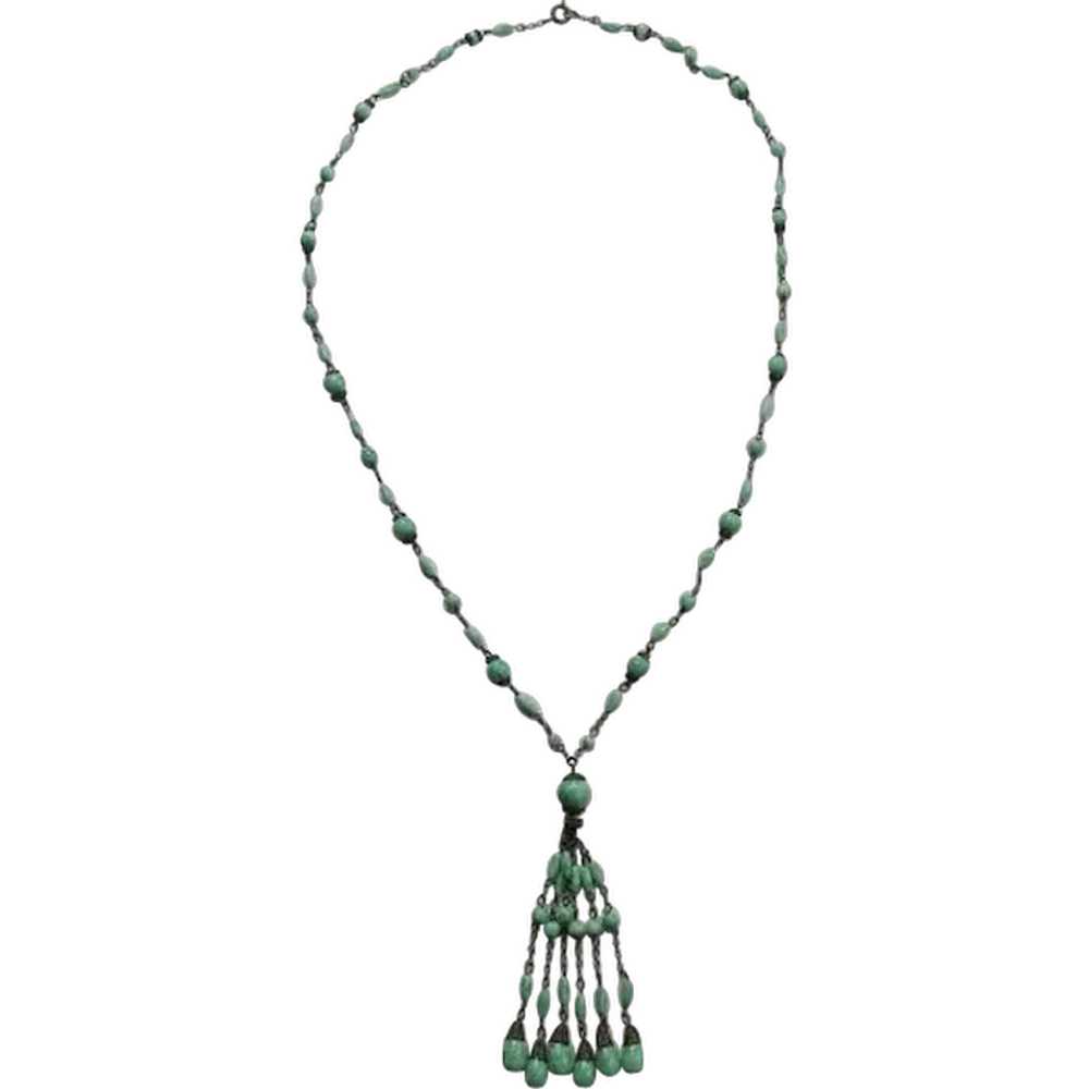 Wonderful Peking Glass Tassel Necklace - image 1