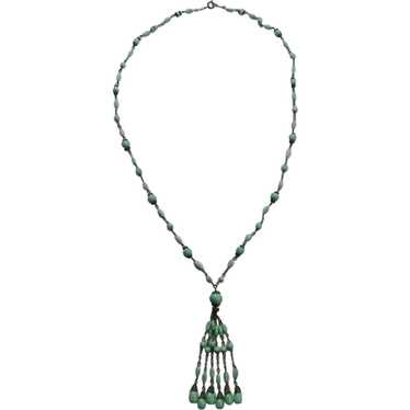 Wonderful Peking Glass Tassel Necklace - image 1