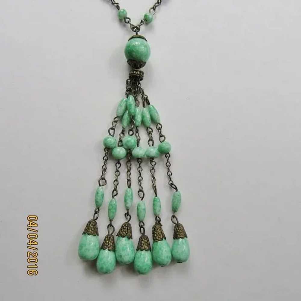 Wonderful Peking Glass Tassel Necklace - image 2