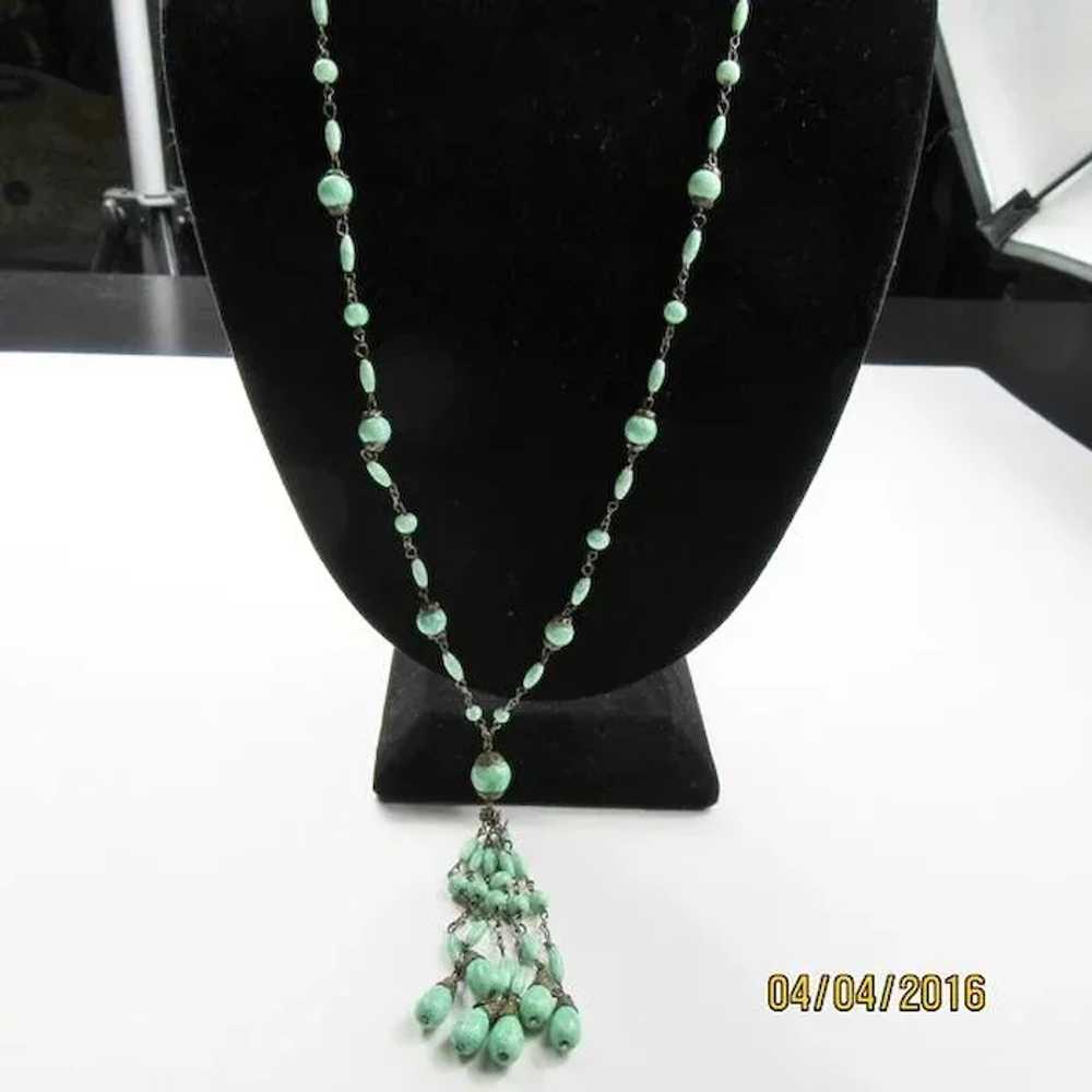 Wonderful Peking Glass Tassel Necklace - image 3
