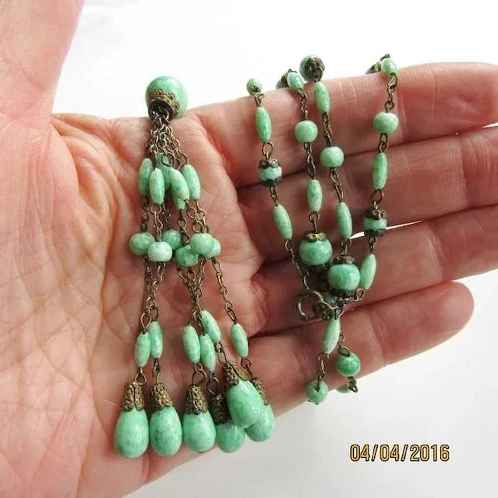 Wonderful Peking Glass Tassel Necklace - image 5