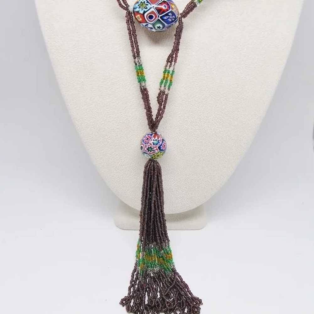 Magnificent Millefiore Beaded 1920s Flapper Neckl… - image 3