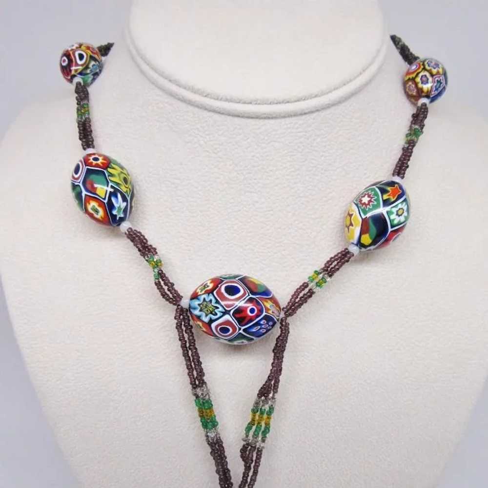 Magnificent Millefiore Beaded 1920s Flapper Neckl… - image 4