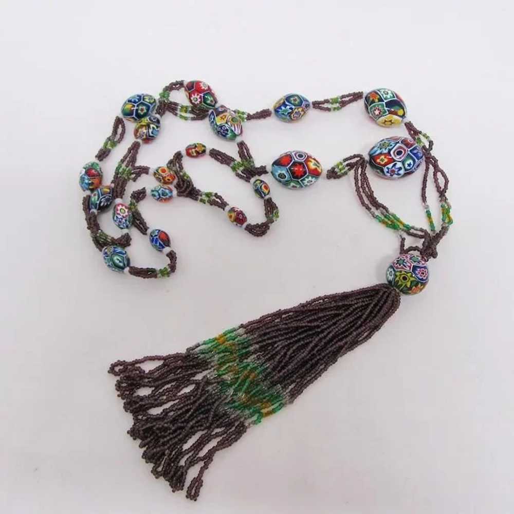 Magnificent Millefiore Beaded 1920s Flapper Neckl… - image 5