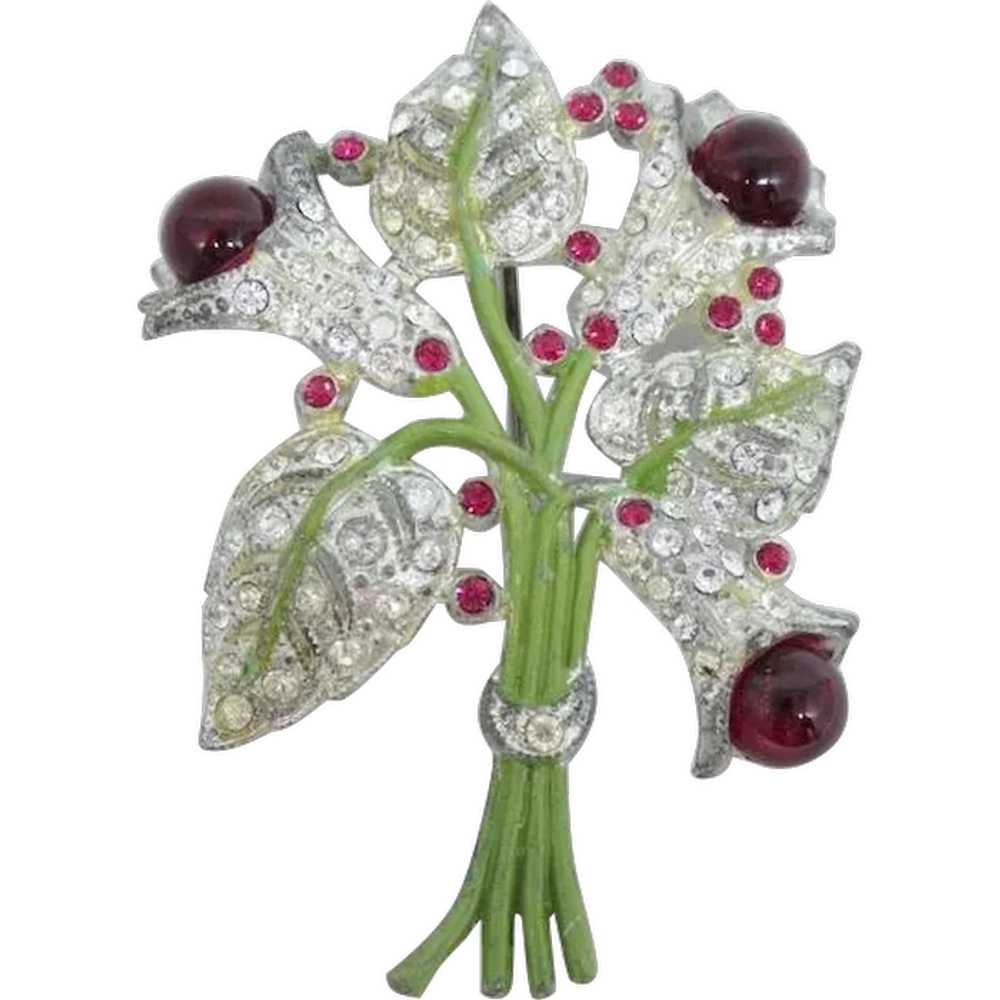 Pretty Enameled Floral Brooch - image 1