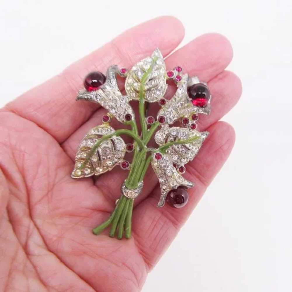 Pretty Enameled Floral Brooch - image 4