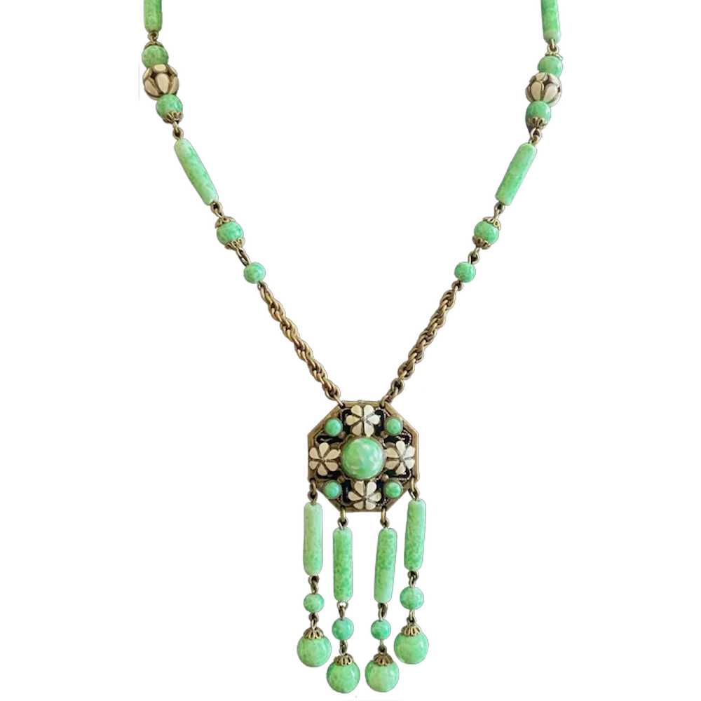 Czechoslovakian Enameled Peking Glass Necklace - image 1