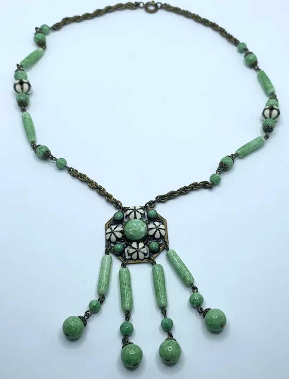 Czechoslovakian Enameled Peking Glass Necklace - image 2