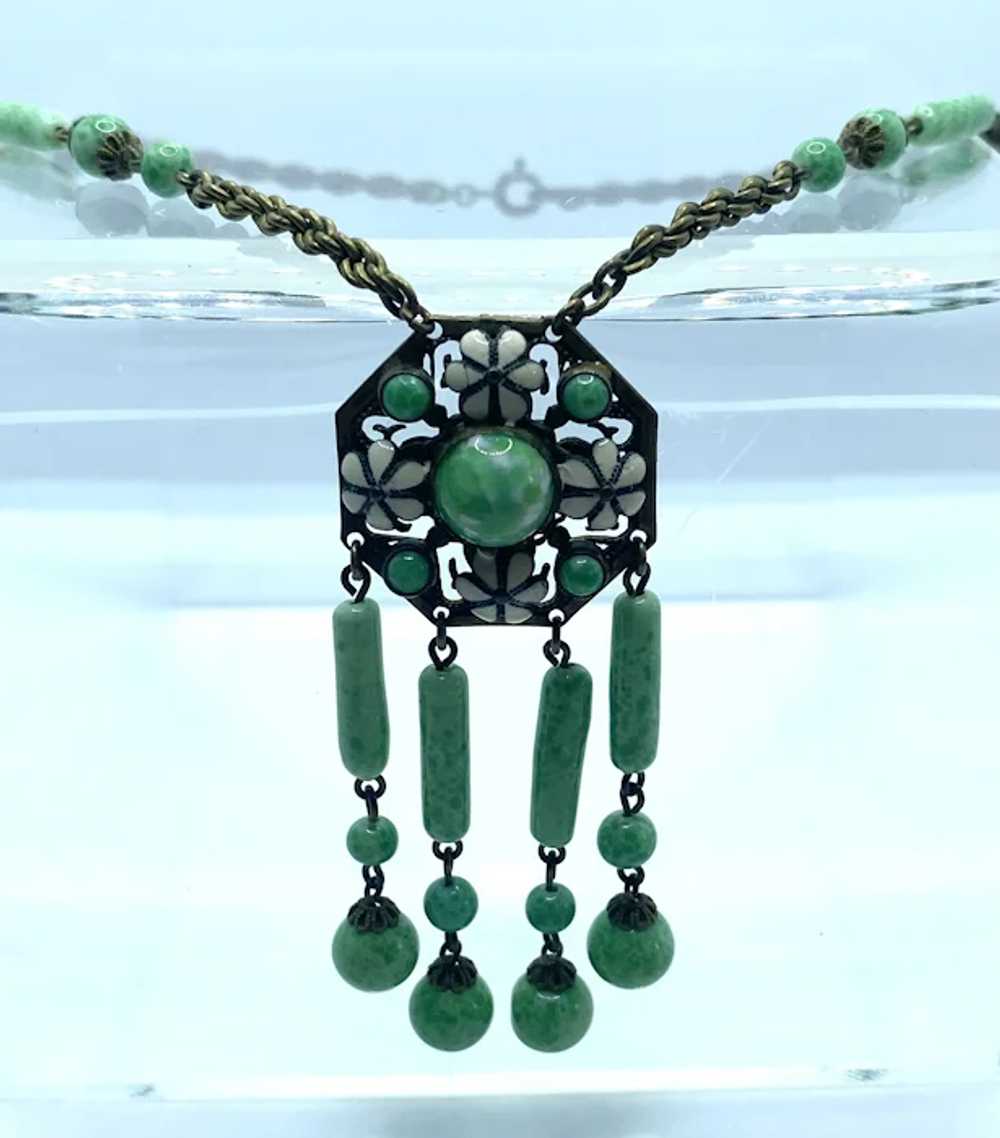 Czechoslovakian Enameled Peking Glass Necklace - image 4